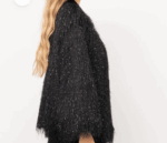 Giacca in tessuto effetto pelliccia nero