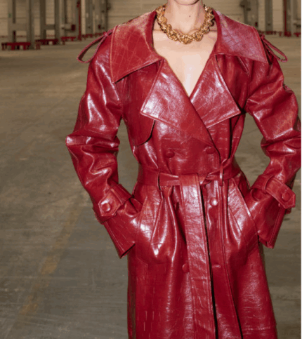 Trench lungo in ecopelle bordeaux