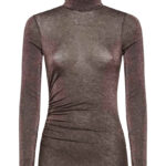 Dolcevita manica lunga con arriccio laterale in tulle lurex