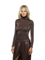 Dolcevita manica lunga con arriccio laterale in tulle lurex