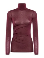 Dolcevita manica lunga con arriccio laterale in tulle lurex