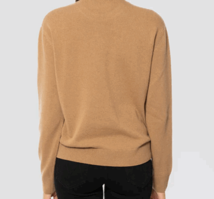 Maglione New Queen con scritta DOLCEMENTE COMPLICATA cammello