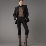 Pantalone crop con cintura nero