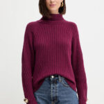 Maglione dolcevita in lana cherry