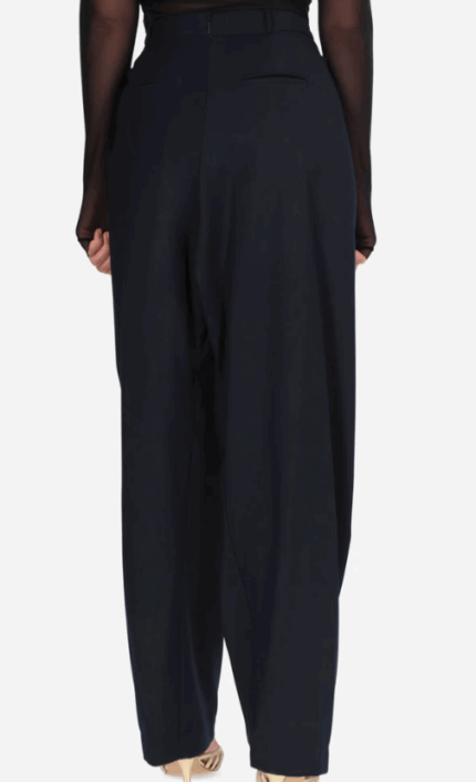 Pantalone gamba dritta con drappeggio blu