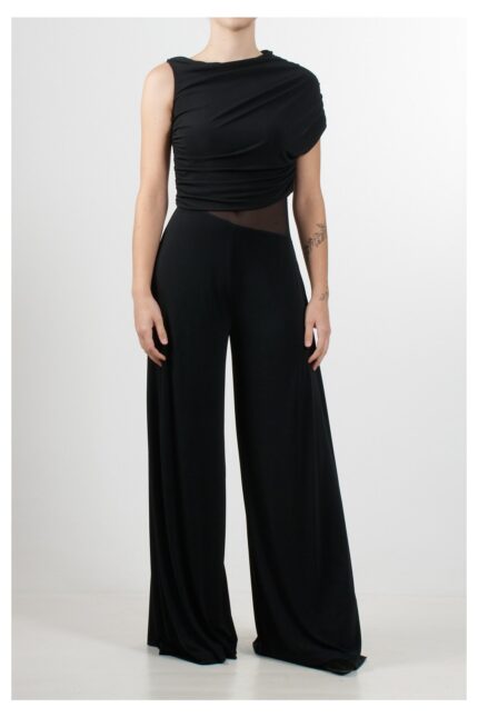 Tutina monospalla con drappeggio nero