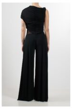 Tutina monospalla con drappeggio nero