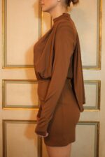 Abito mini con spalline cioccolato