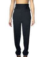 Pantaloni con pinces in enver satin nero