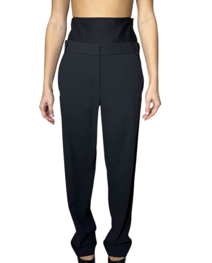 Pantaloni con pinces in enver satin nero