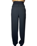 Pantaloni con pinces in enver satin nero