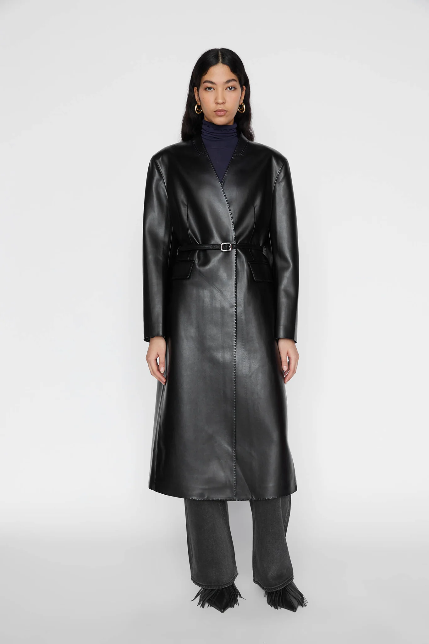 10784 Cappotto ecopelle nero