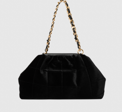 Borsa in pelle e velluto nero