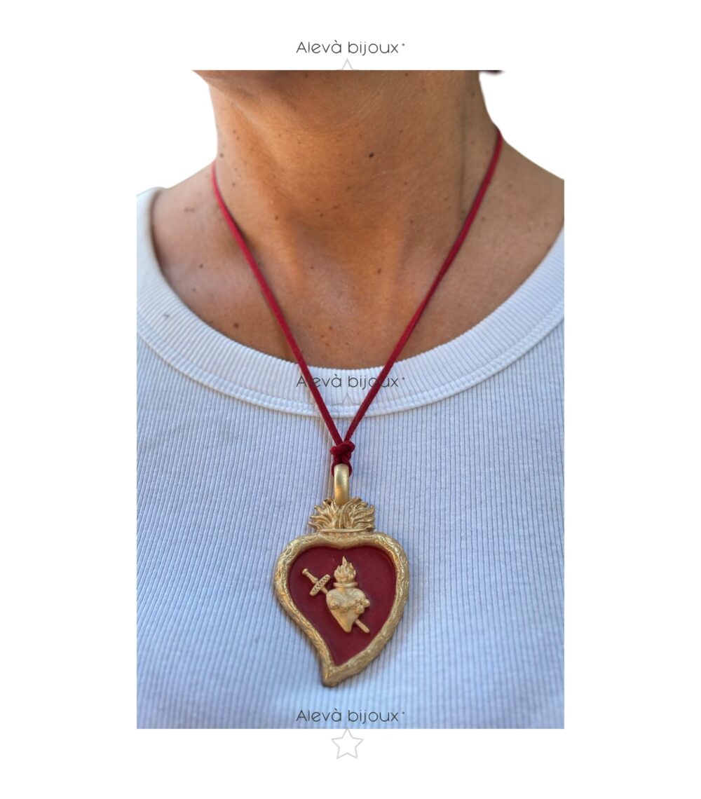10961 Ciondolo cuore sacro oro-rosso