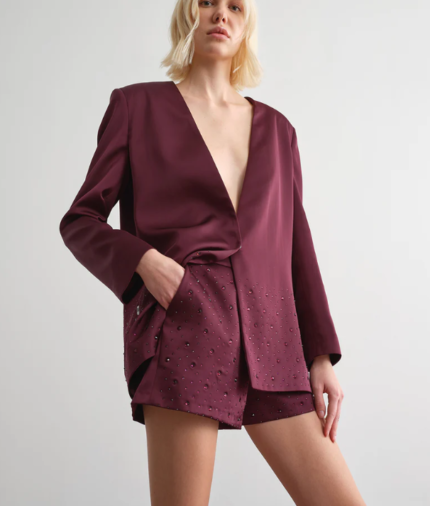 Giacca con strass bordeaux