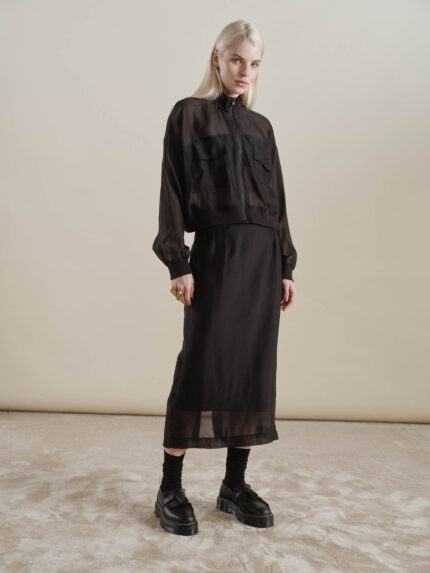 Lilian gonna midi in organza nero