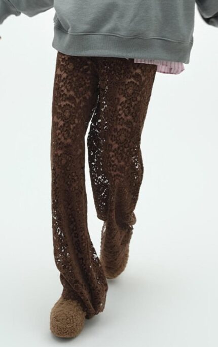 Pantalone in pizzo marrone