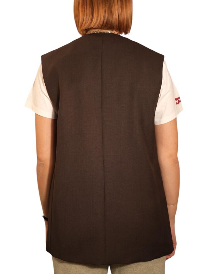 Gilet monopetto marrone