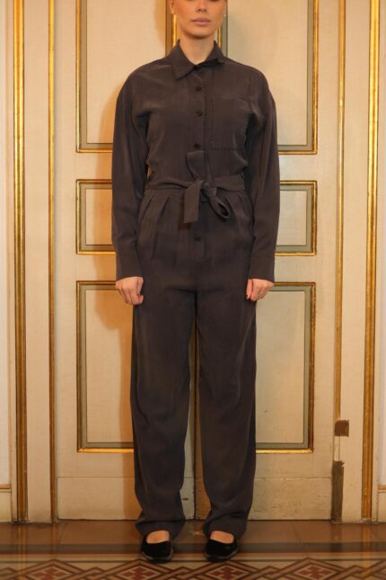 Tuta cupro effect grigia