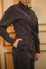 Tuta cupro effect grigia