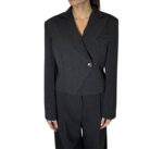 Giacca crop in frescolana grigia