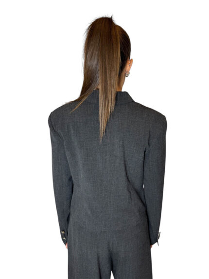 Giacca crop in frescolana grigia