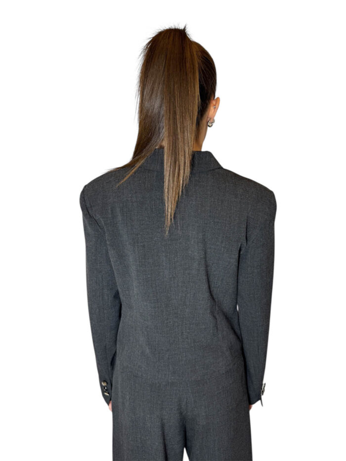 Giacca crop in frescolana grigia