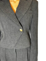 Giacca crop in frescolana grigia