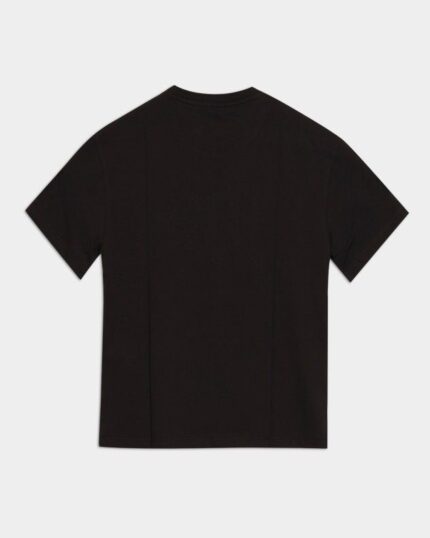 T-shirt in cotone con scritta con applicazioni nero