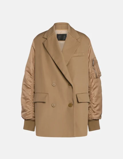 Dondup Peacoat doppiopetto over in gabardina di lana e nylon