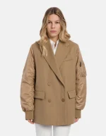 Dondup Peacoat doppiopetto over in gabardina di lana e nylon