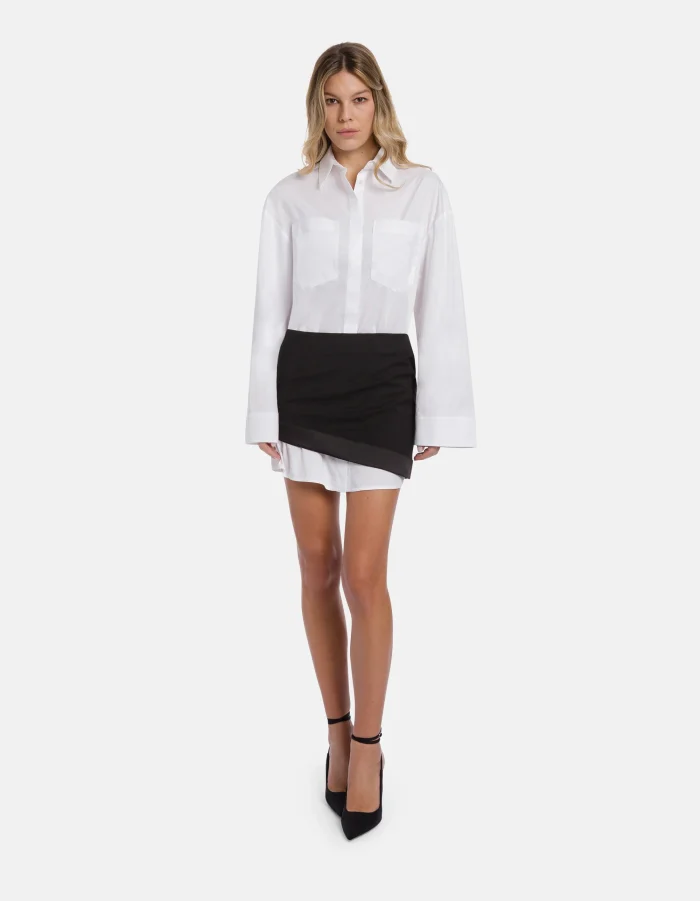 Dondup Abito bianco corto in gabardina tinto filo