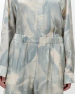 ALYSI PANTALONE STAMPATO IN SETA color cielo