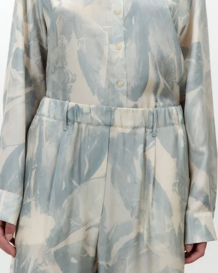 ALYSI PANTALONE STAMPATO IN SETA color cielo