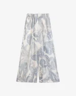 ALYSI PANTALONE STAMPATO IN SETA color cielo