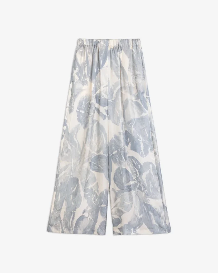 ALYSI PANTALONE STAMPATO IN SETA color cielo