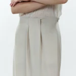 ALYSI PANTALONE DRAPPEGGIATO IN SETA color gesso