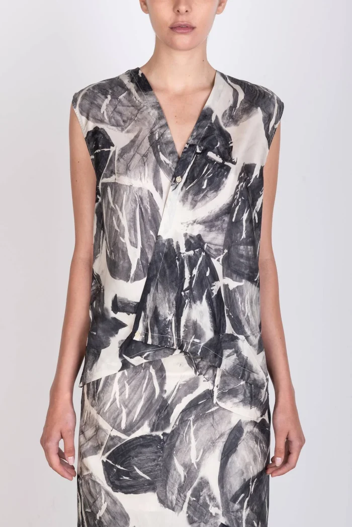 ALYSI TOP INCROCIATO IN SETA color nero