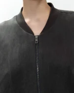 ALYSI BOMBER OVERSIZE IN LINO colore liquirizia