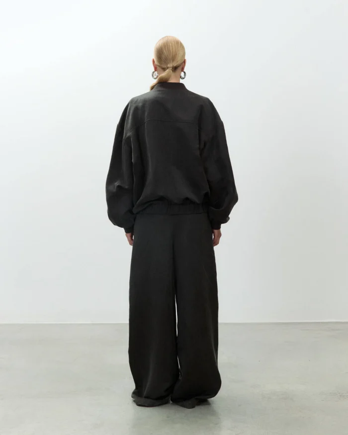 ALYSI BOMBER OVERSIZE IN LINO colore liquirizia