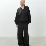 ALYSI BOMBER OVERSIZE IN LINO colore liquirizia