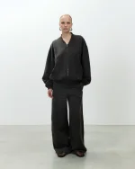 ALYSI BOMBER OVERSIZE IN LINO colore liquirizia