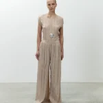 ALYSI PANTALONE WRINKLE AMPIO colore cipria