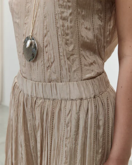 ALYSI PANTALONE WRINKLE AMPIO colore cipria