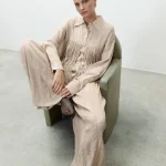 ALYSI CAMICIA VISCOSA CON FRANGE colore cipria