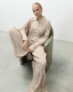 ALYSI CAMICIA VISCOSA CON FRANGE colore cipria