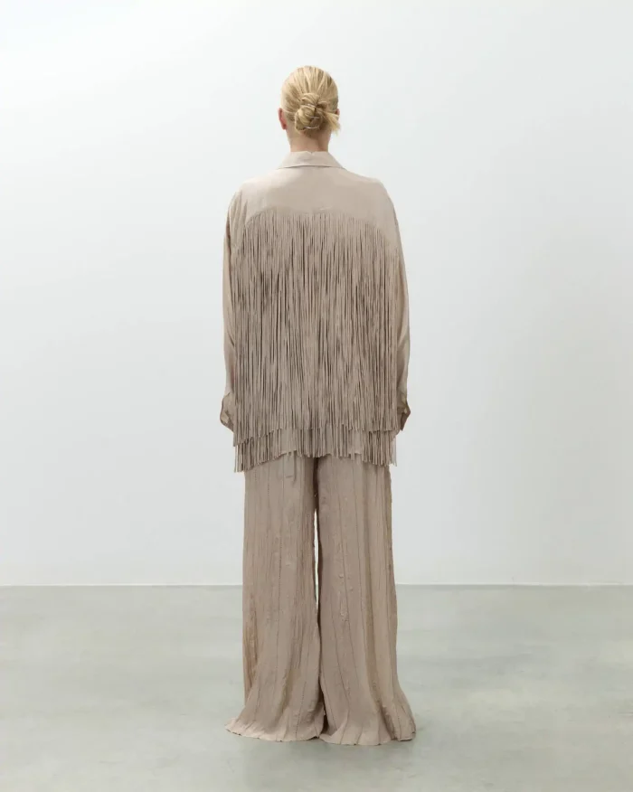 ALYSI CAMICIA VISCOSA CON FRANGE colore cipria