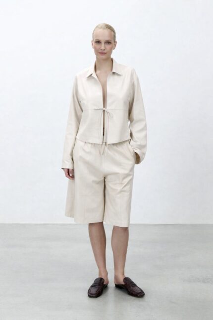 ALYSI GIACCA SOFT LEATHER colore gesso