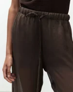ALYSI PANTALONE IN CHIFFON LUNGO olore cioccolato