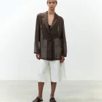 ALYSI GIACCA IN CHIFFON colore cioccolato